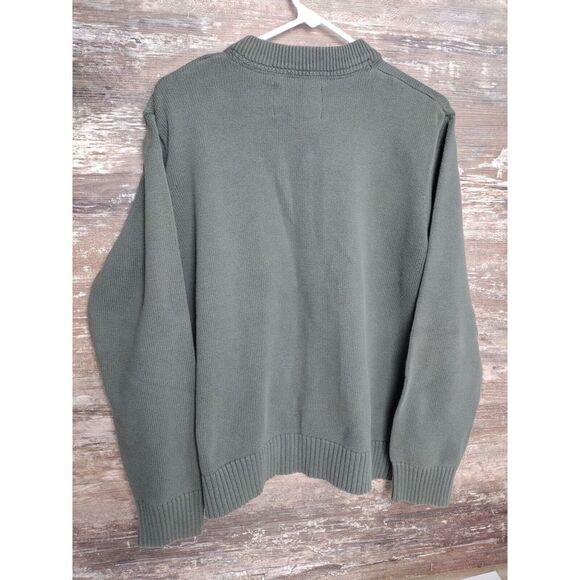 Vintage Eddie Bauer Sweater Size XL Green 1/4 Button Up Knit Combed Cotton USA - Picture 5 of 9